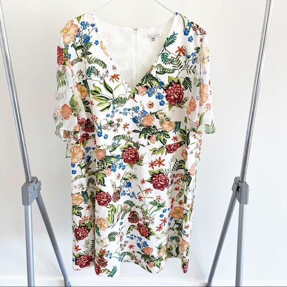 Tash & Sophie Floral Mini Fitted Skater Dress 20W - Picture 1 of 8